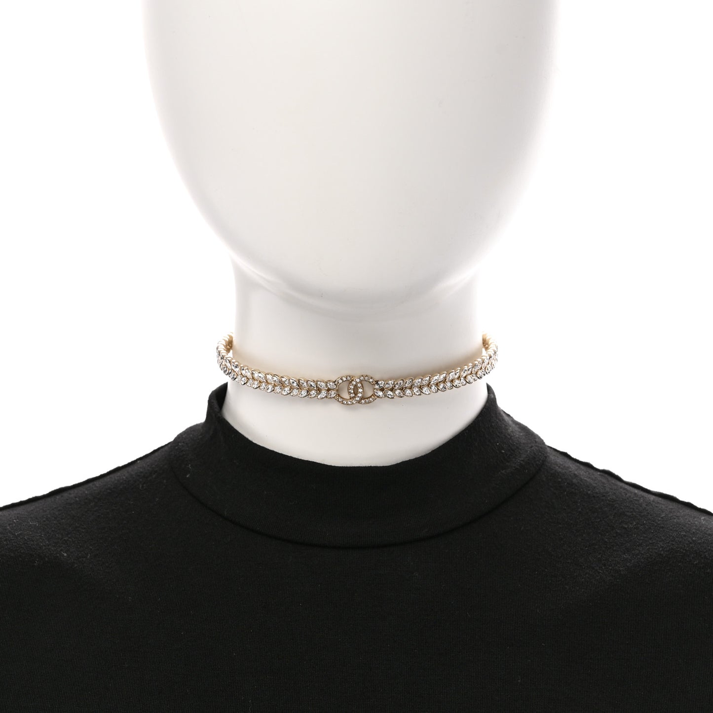 Crystal Wheat CC Choker Necklace Gold