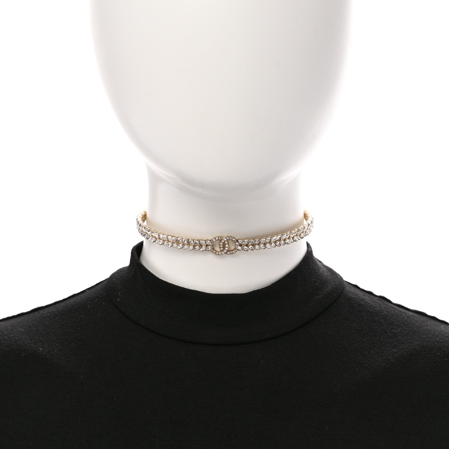 Chanel Crystal Wheat CC Choker Necklace Gold 2 of 5
