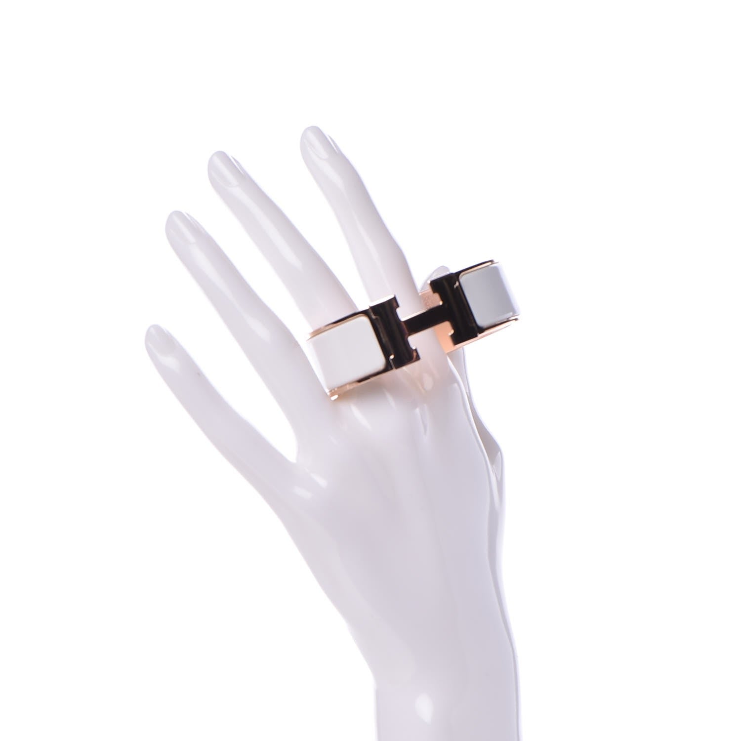 Hermes Enamel Wide Clic Clac H Bracelet PM White 2 of 5