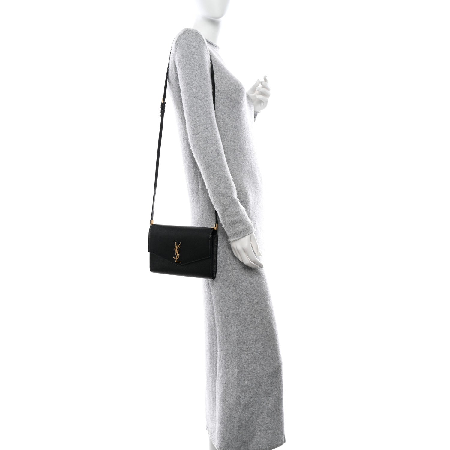 Saint Laurent Grain De Poudre Mini Uptown Crossbody Bag Black 2 of 12