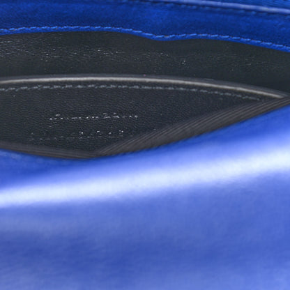 Saint Laurent Sheepskin Matelasse Chevron Monogram Medium College Bag Royal Blue 7 of 10