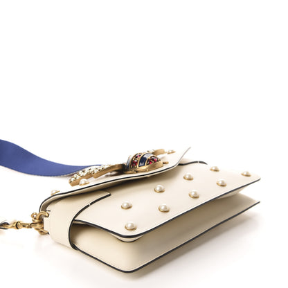 Gucci Nappa Pearl Studded Mini Queen Margaret Broadway Shoulder Bag Mystic White 4 of 10