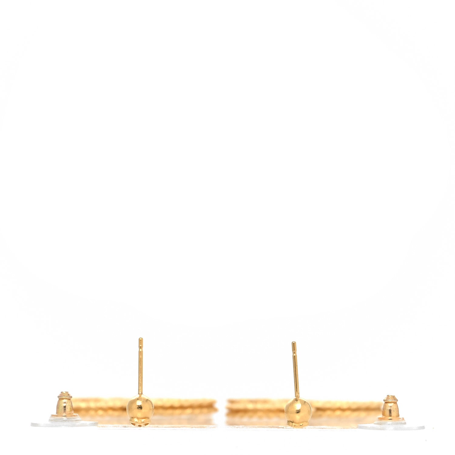 Chanel CC Drop Earrings Matte Gold 3 of 4