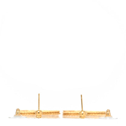 Chanel CC Drop Earrings Matte Gold 3 of 4