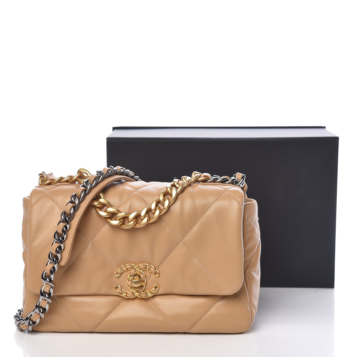 Chanel Lambskin Quilted Medium 19 Flap Dark Beige 11 of 11