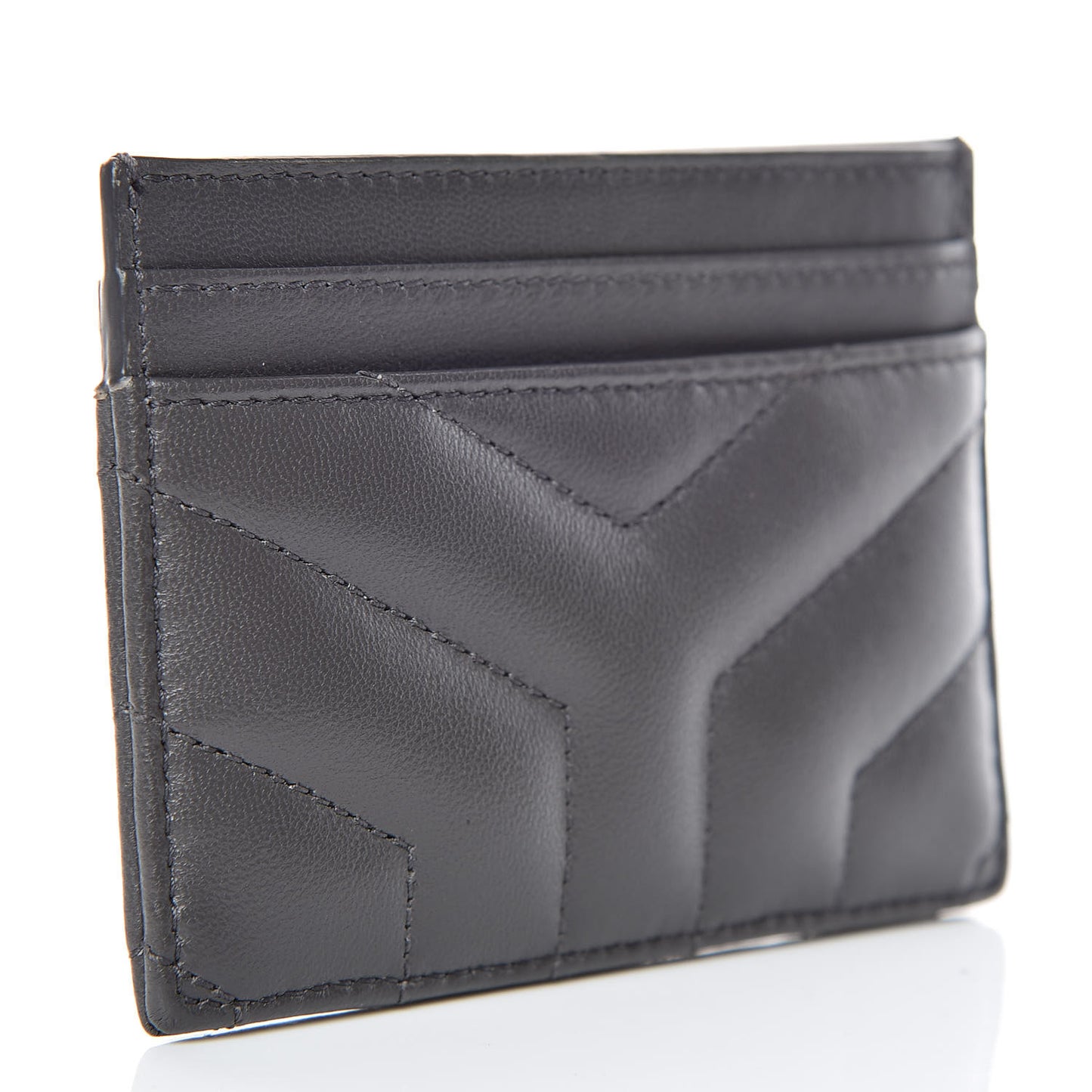 Calfskin Y Quilted Monogram LouLou Credit Card Case Asphalt