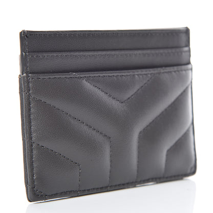 Saint Laurent Calfskin Y Quilted Monogram LouLou Credit Card Case Asphalt 3 of 11