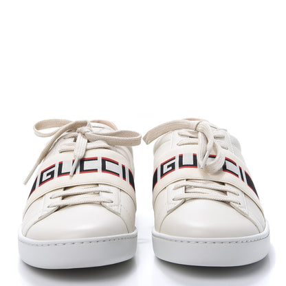 Gucci Calfskin Stripe Womens New Ace Sneakers 37.5 New Mystic White Ecru Red Flame 2 of 10