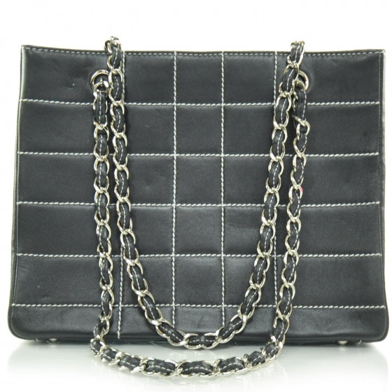 Chanel Leather Contrast Stitch Surpique Shoulder Bag Black 4 of 11
