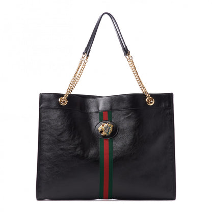 Gucci Calfskin Large Rajah Chain Tote Black 3 of 11