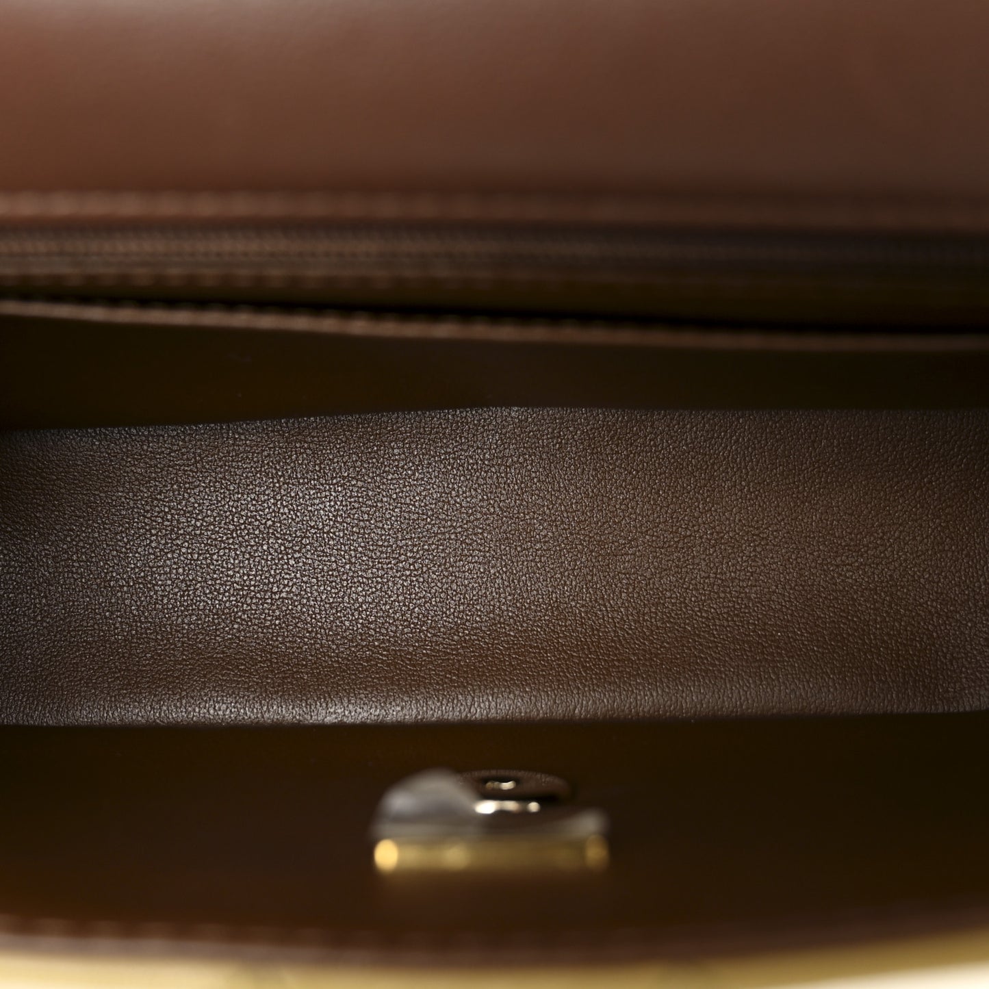 Lambskin Quilted Bi-Color Mini Top Handle Rectangular Flap Green Brown
