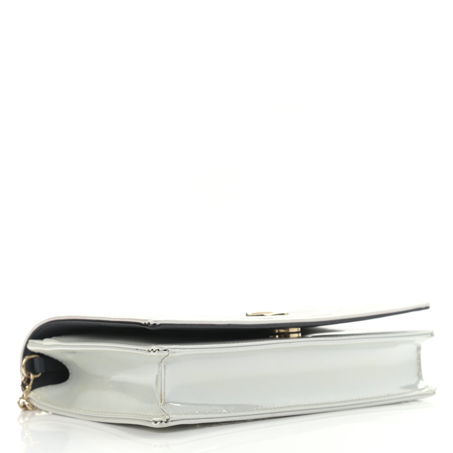 Patent Micro-Cannage Diorama Wallet on Chain Pouch White