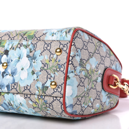 Gucci GG Supreme Monogram Blooms Small Boston Beige Blue Navy Hibiscus Red 7 of 10