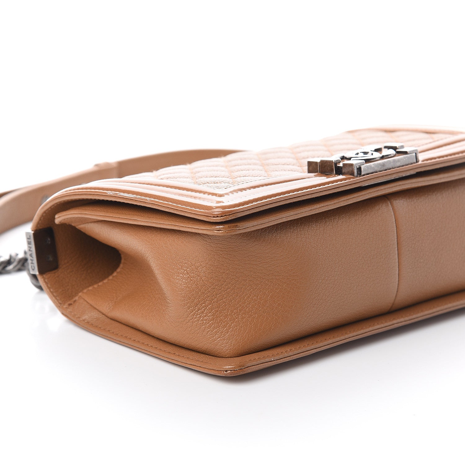 Chanel Patent Goatskin Quilted Medium Boy Flap Tan 8 of 9