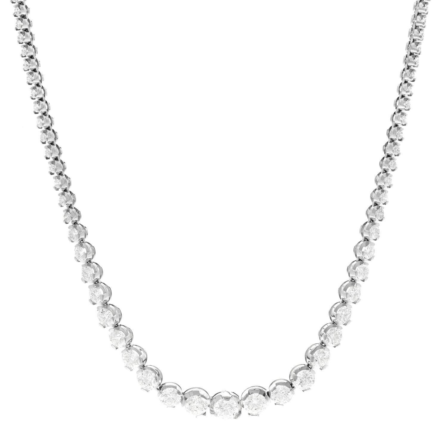 Parker & West by FASHIONPHILE 14K White Gold Diamond 10.03ctw Graduated Necklace 1 of 5