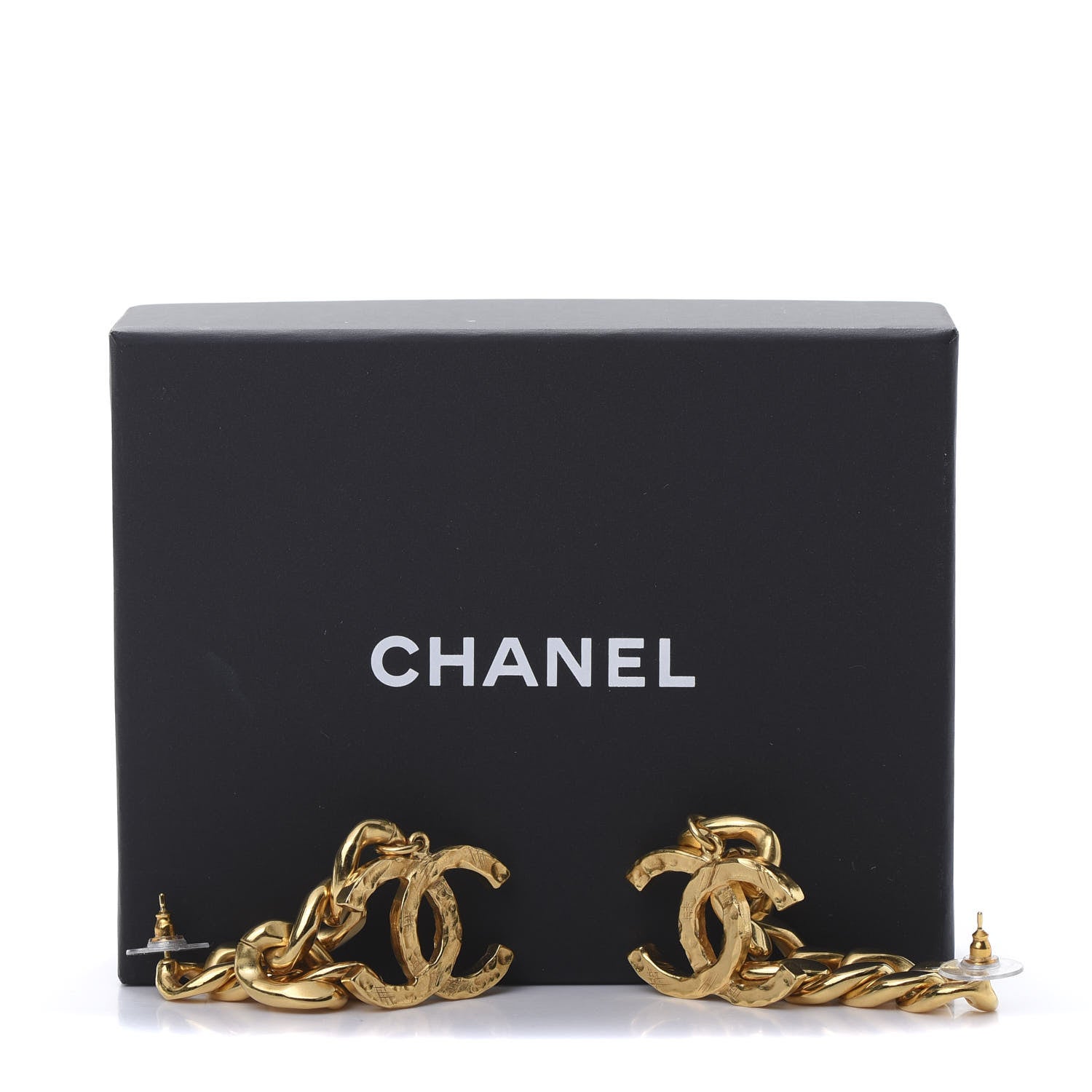 Chanel Metal CC Pick Drop Earrings Gold 5 of 5