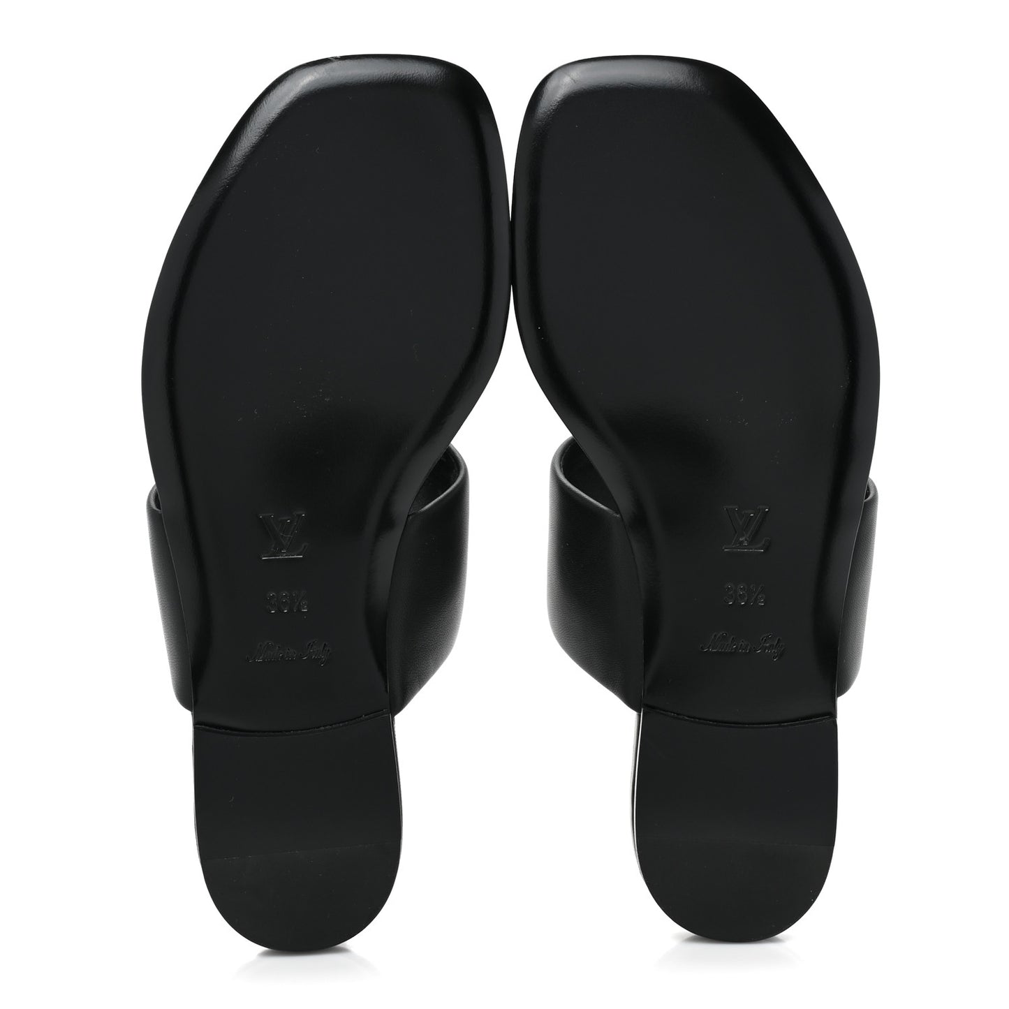 Lambskin Embossed Monogram Drapy Flat Thong Sandal 36.5 Black