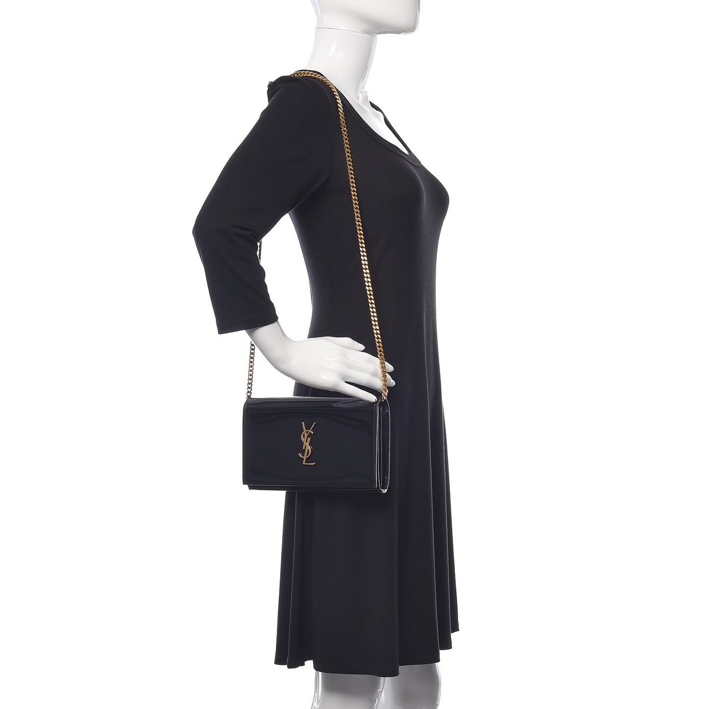 Patent Calfskin Monogram Kate Wallet On Chain Black