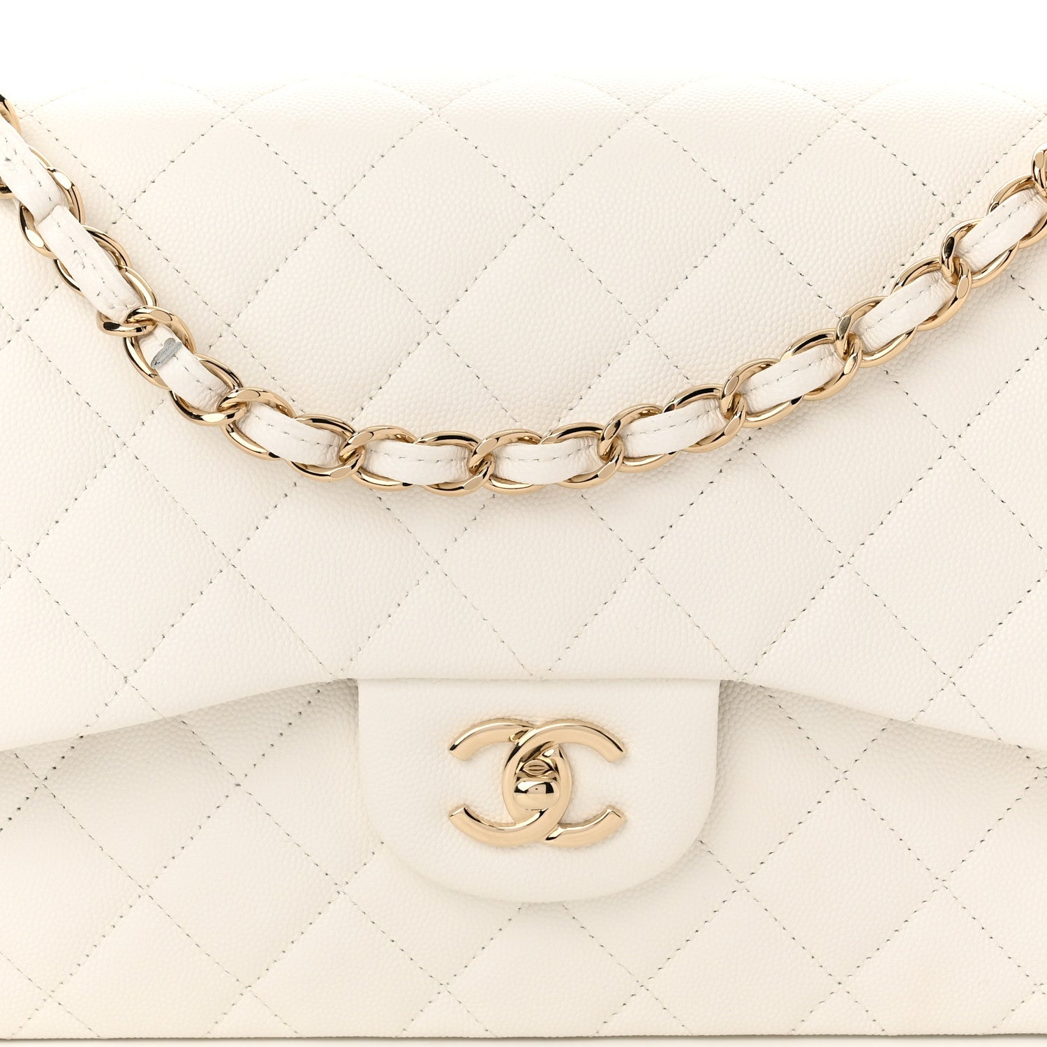 Chanel Caviar Quilted Jumbo Double Flap White 8 of 11