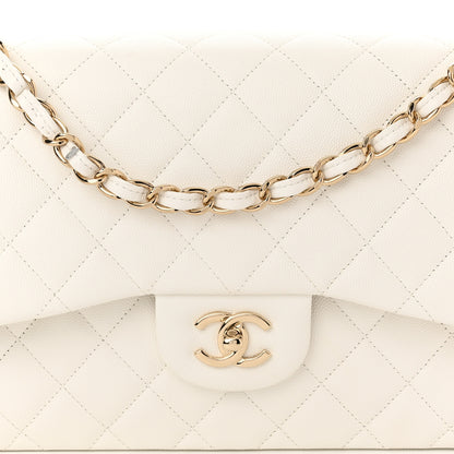 Chanel Caviar Quilted Jumbo Double Flap White 8 of 11