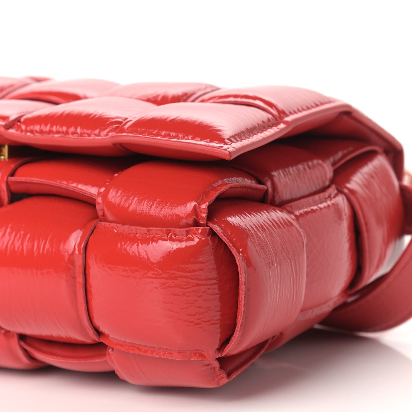 Textured Deerskin Maxi Intrecciato Padded Cassette Crossbody Bag Chili