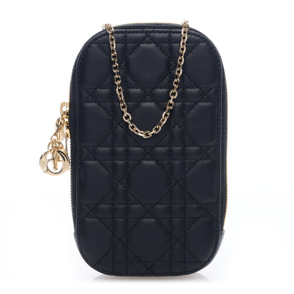 Christian Dior Lambskin Cannage Lady Dior Phone Holder Black 1 of 8