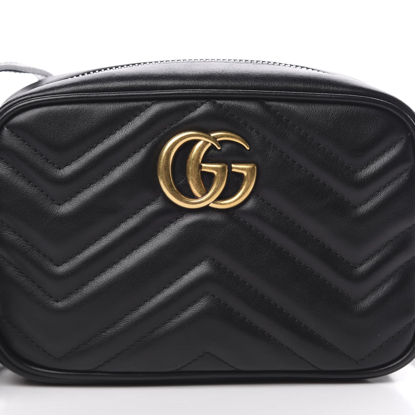 Calfskin Matelasse Mini GG Marmont Chain Shoulder Bag Black