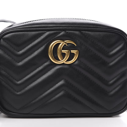 Gucci Calfskin Matelasse Mini GG Marmont Chain Shoulder Bag Black 8 of 12