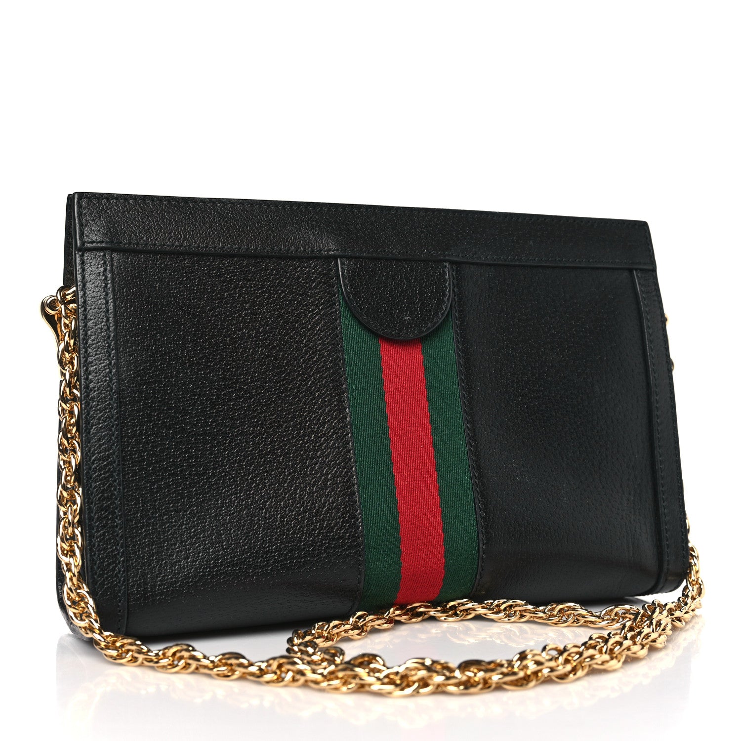 Gucci Calfskin GG Web Small Ophidia Chain Shoulder Bag Black 3 of 9