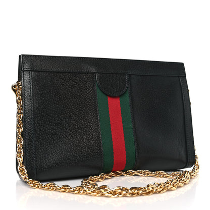 Gucci Calfskin GG Web Small Ophidia Chain Shoulder Bag Black 3 of 9
