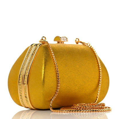 Judith Leiber Metallic Calfskin Swarovski Crystal Minaudiere Clutch Gold 2 of 7