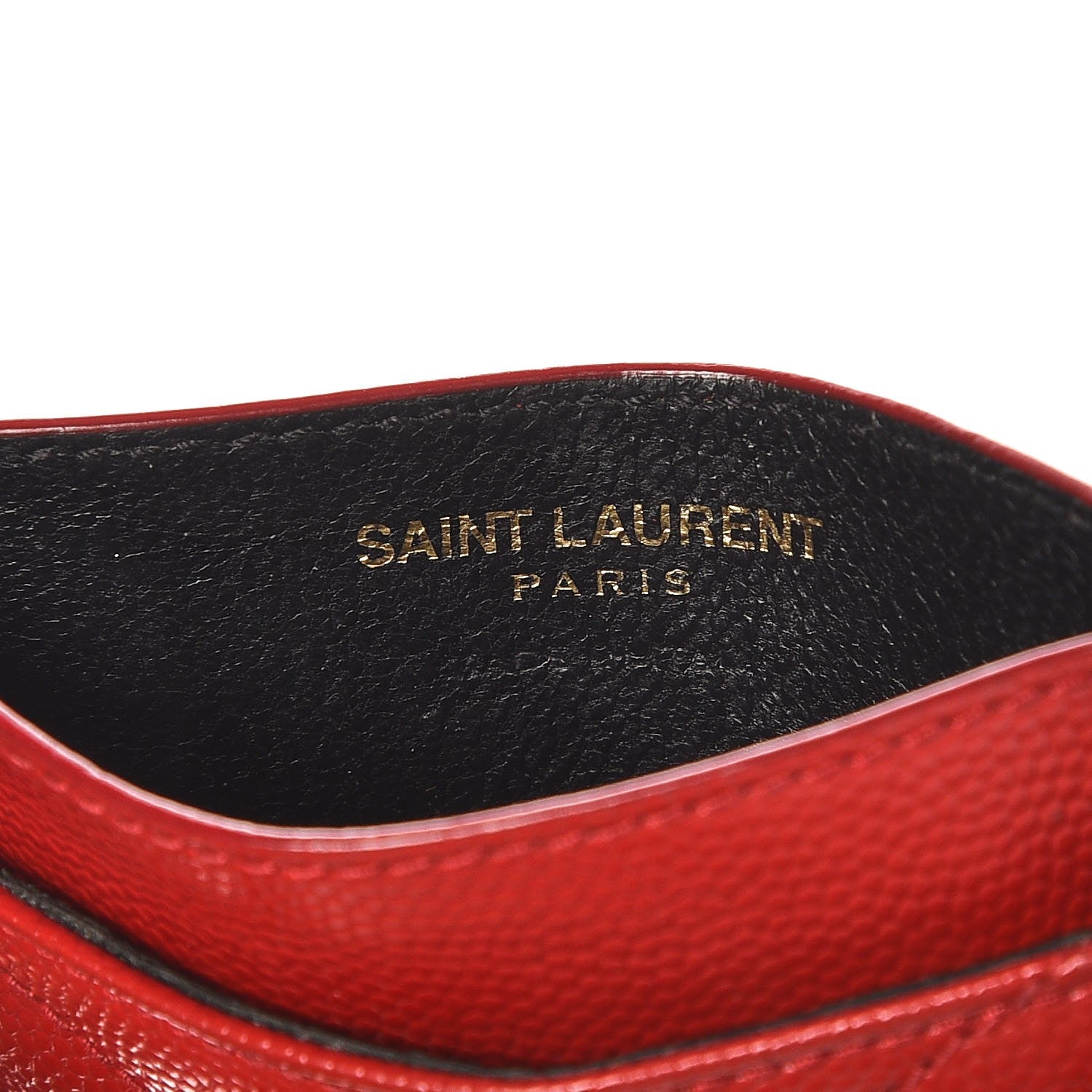 Saint Laurent Grain De Poudre Matelasse Chevron Monogram Credit Card Case Lipstick Red 7 of 8