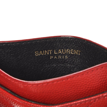 Saint Laurent Grain De Poudre Matelasse Chevron Monogram Credit Card Case Lipstick Red 7 of 8
