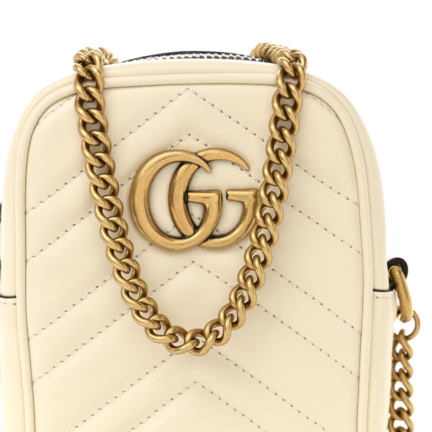 Gucci Calfskin Matelasse Mini GG Marmont Crossbody Bag White 8 of 10