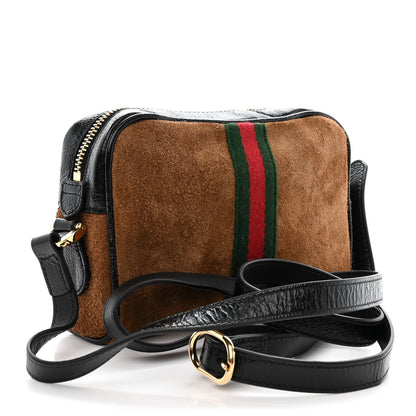 Gucci Suede Patent Web Mini Ophidia Shoulder Bag Nocciola Black 3 of 10