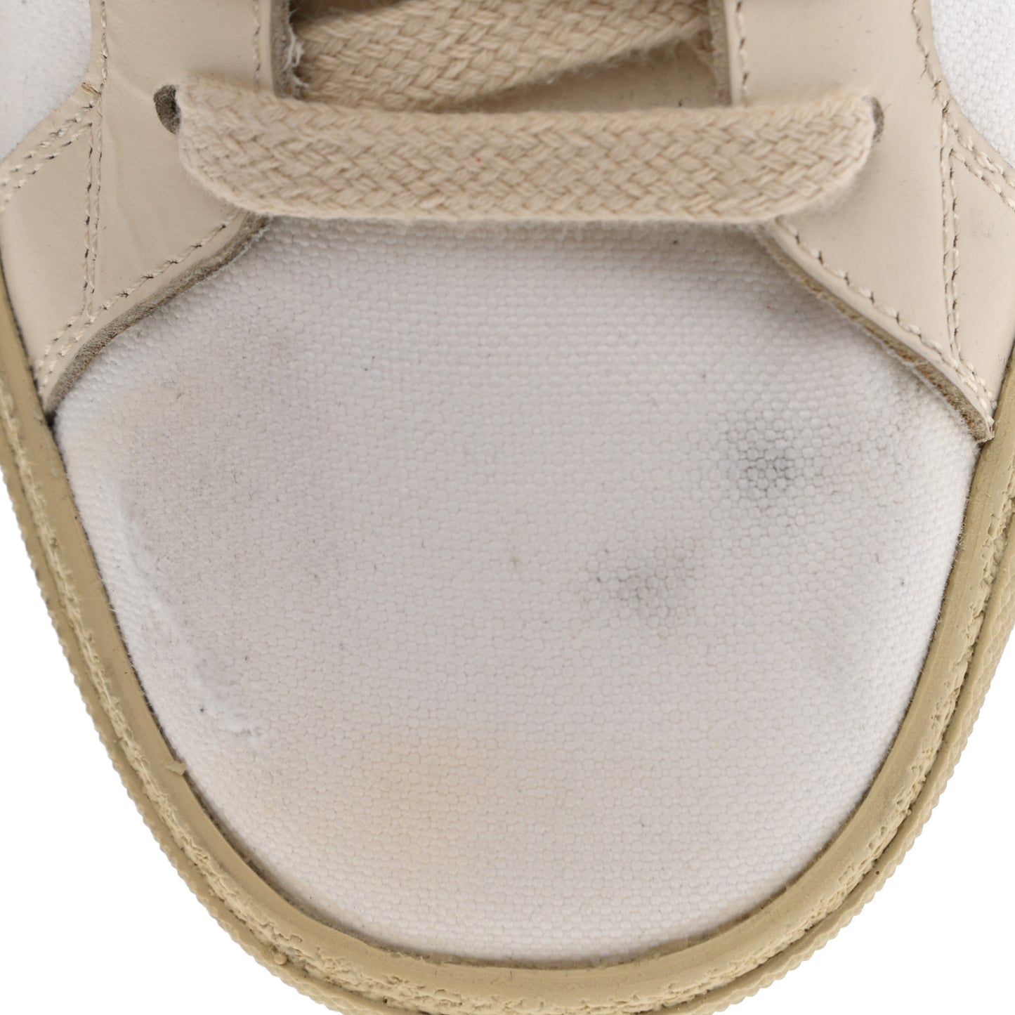 Distressed Canvas Court Classic Sneakers 36.5 White