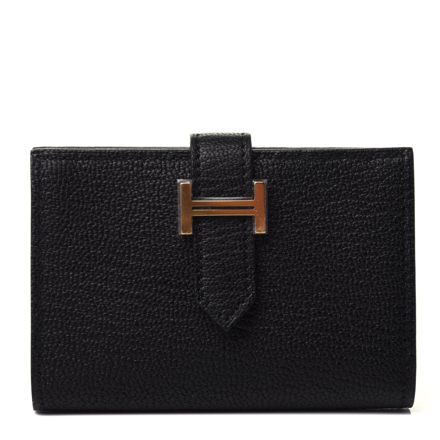Hermes Chevre Mysore Bearn Card Holder Wallet Black 1 of 4