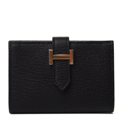 Hermes Chevre Mysore Bearn Card Holder Wallet Black 1 of 4