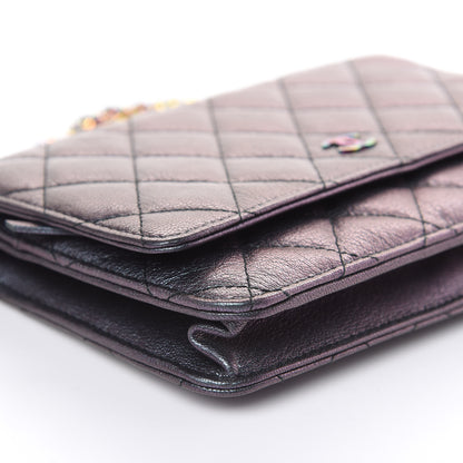 Chanel Iridescent Goatskin Quilted Wallet On Chain WOC Purple 9 of 13