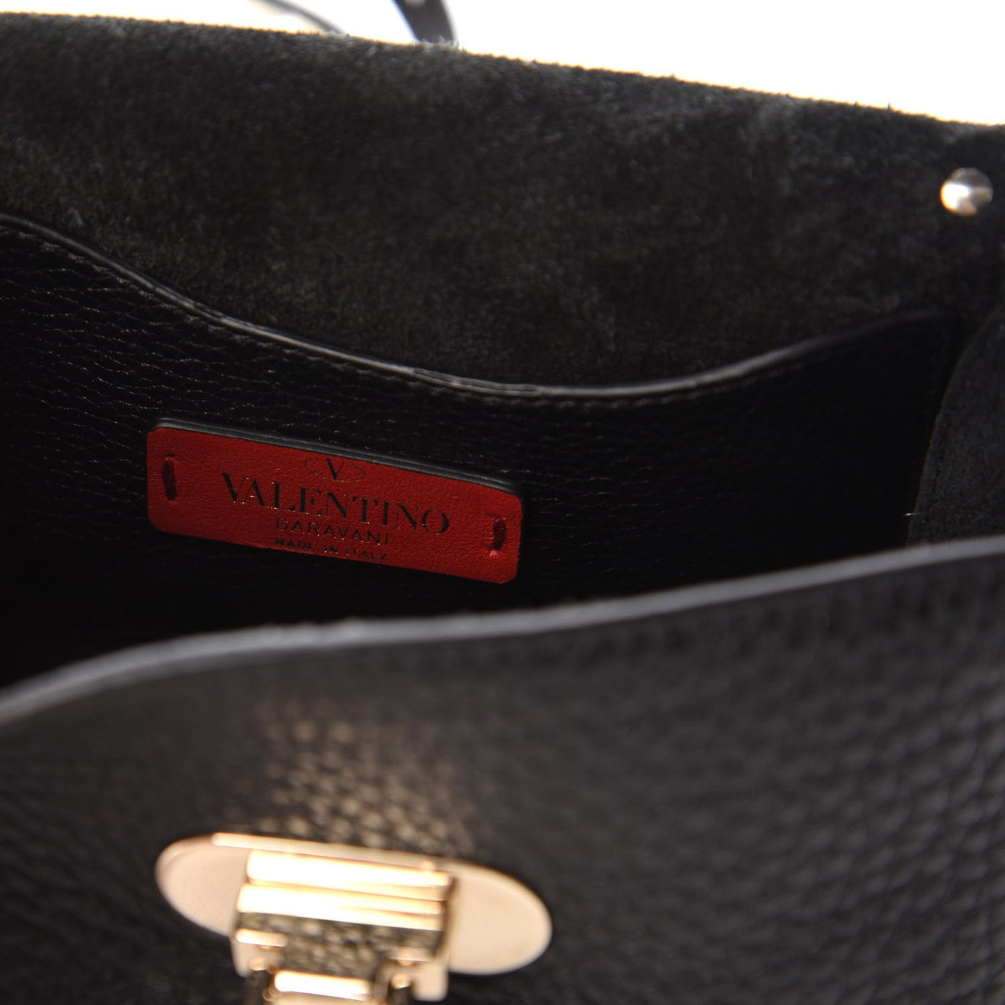 Pebbled Calfskin Mini Rockstud Crossbody Bag Black