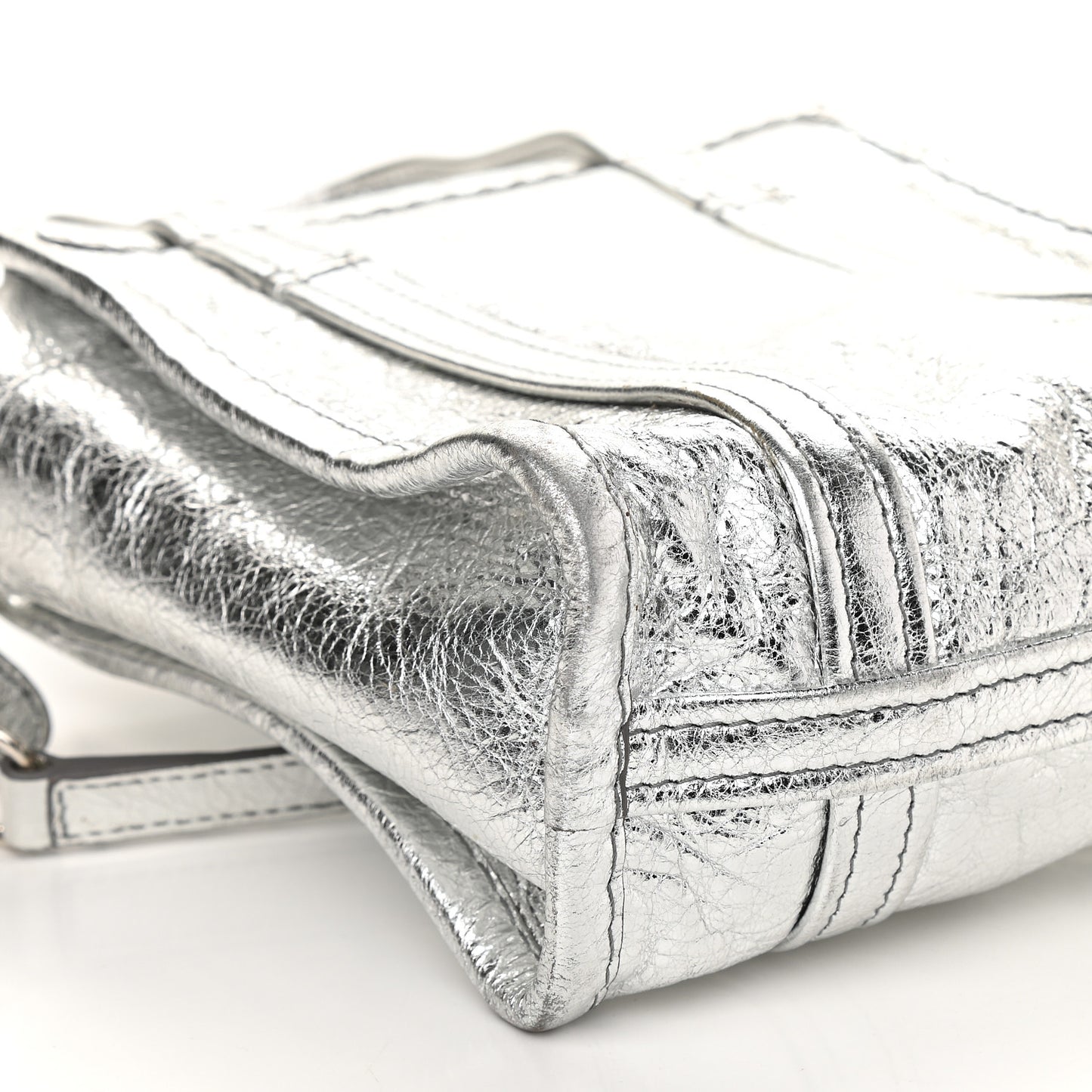 Metallic Calfskin XXS Bazar Shopper Tote Silver Hardware
