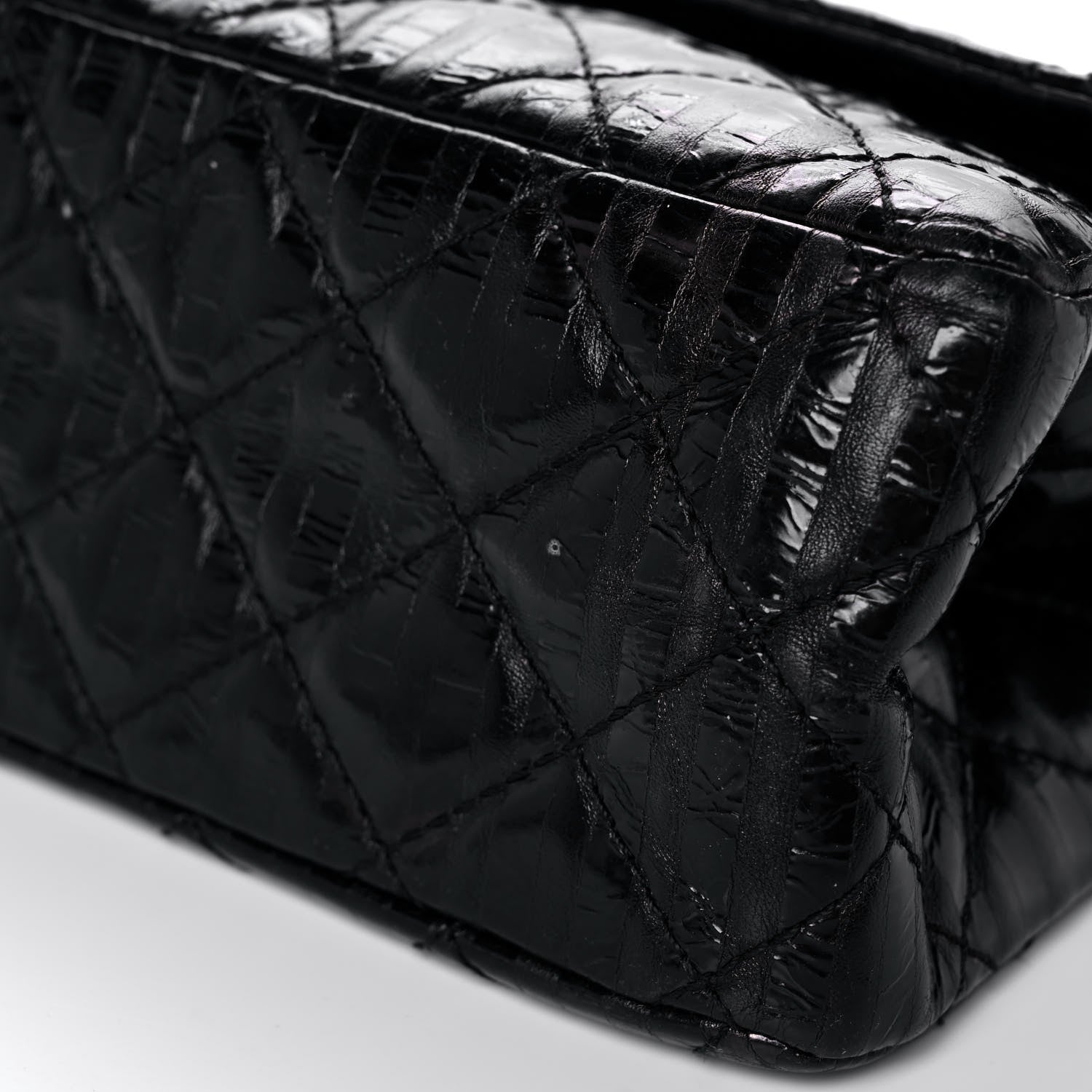 Chanel Metallic Calfskin Striped 2.55 Reissue 226 Flap Black 11 of 15