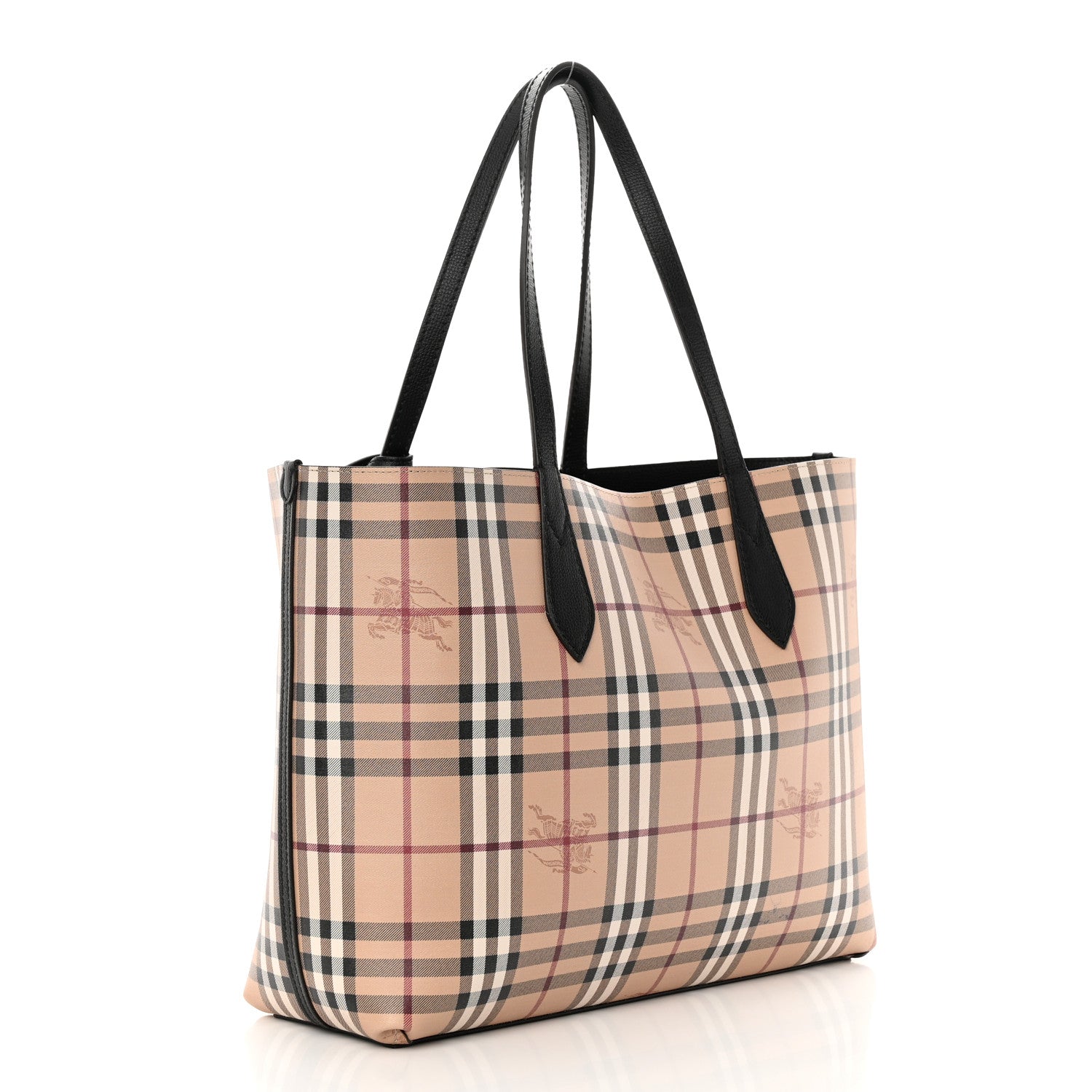 Burberry Grainy Calfskin Haymarket Check Medium Reversible Tote Black 6 of 22