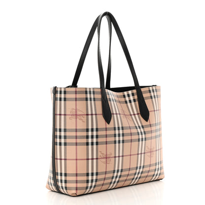 Burberry Grainy Calfskin Haymarket Check Medium Reversible Tote Black 6 of 22