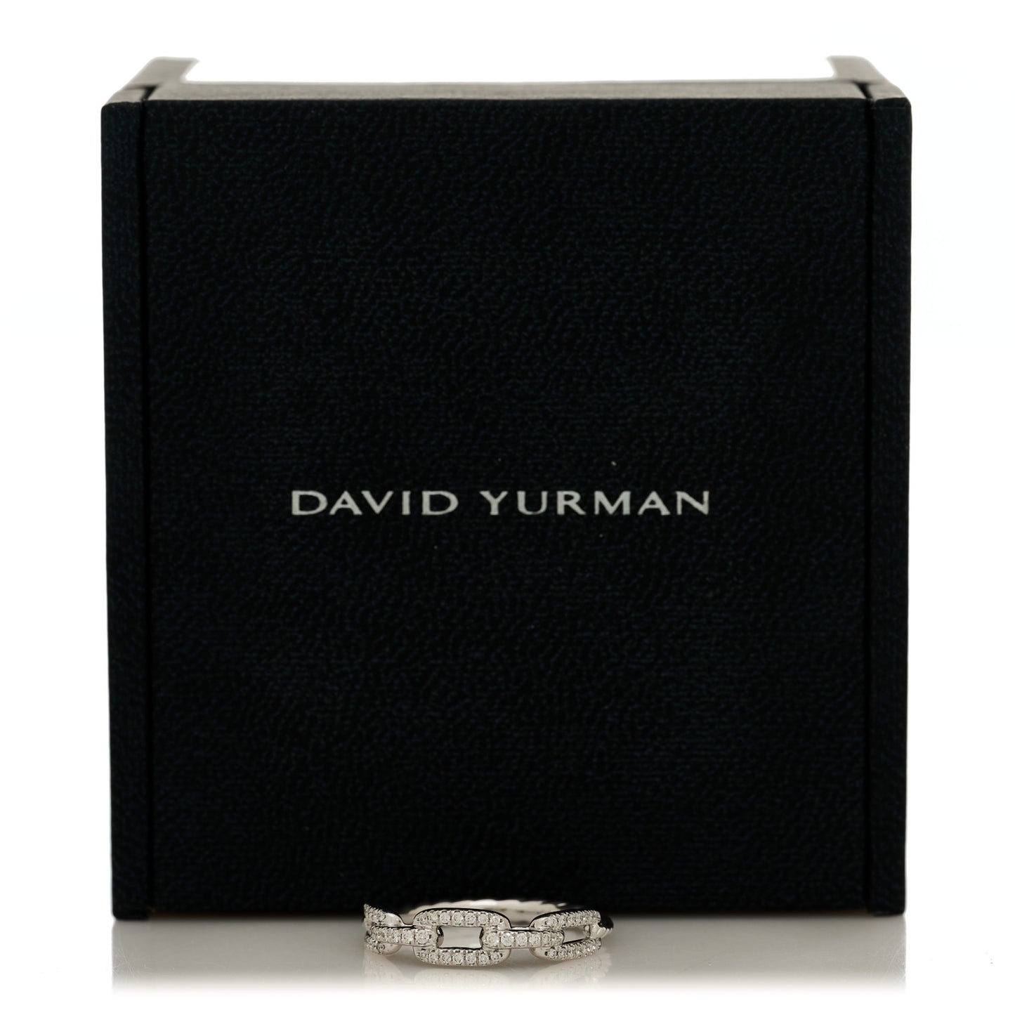 18K White Gold Diamond 4.5mm Stax Chain Link Pave Ring 54 7