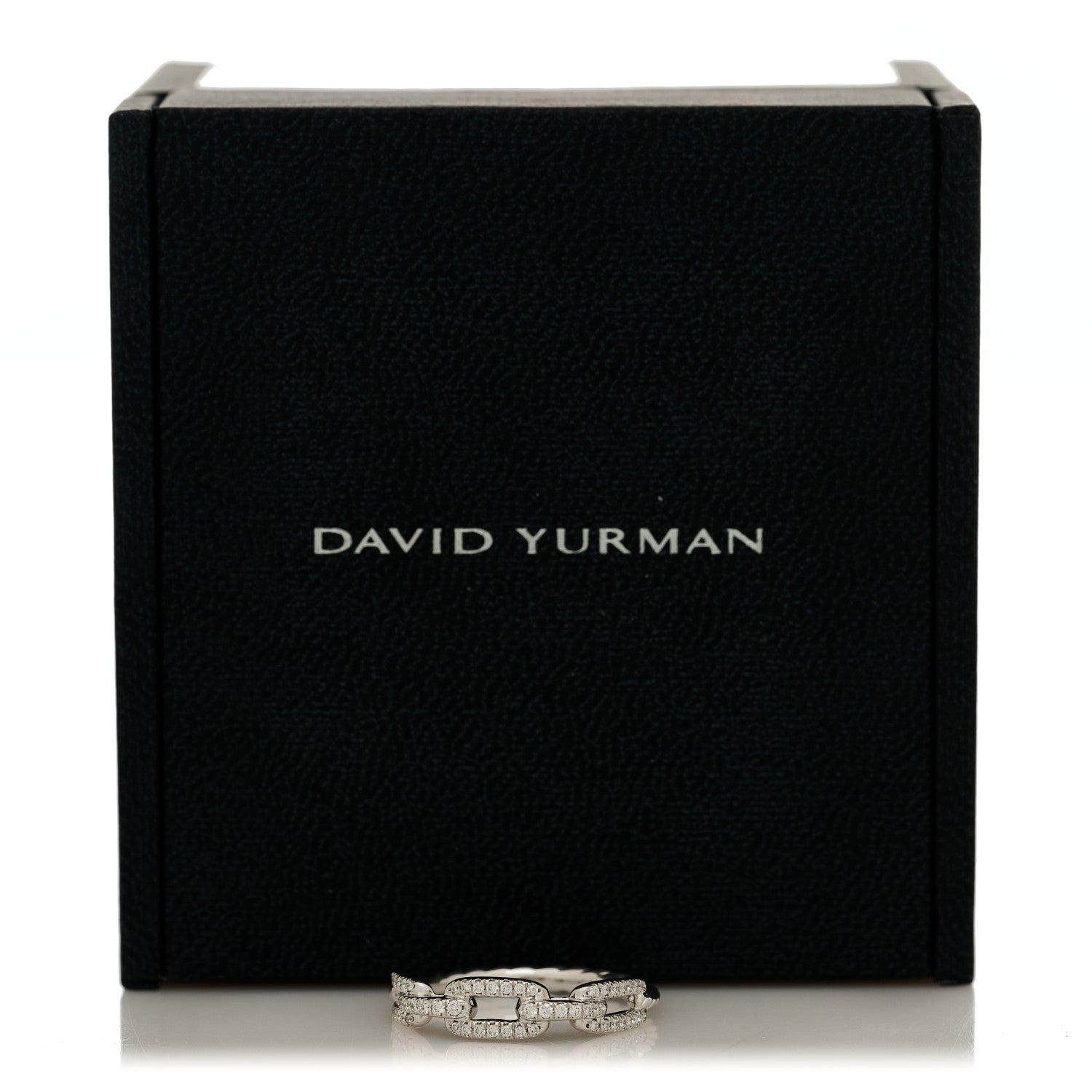 David Yurman 18K White Gold Diamond 4.5mm Stax Chain Link Pave Ring 54 7 5 of 5