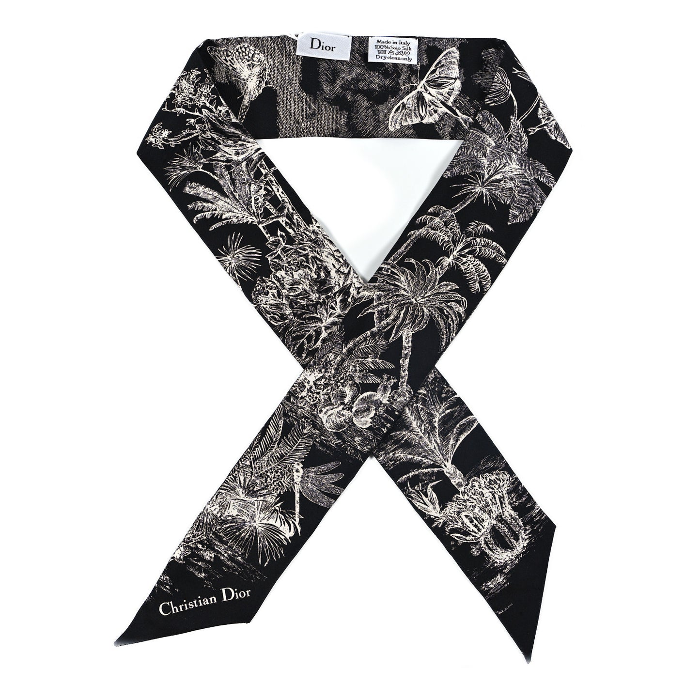 Silk Toile De Jouy Tropicalia Mitzah Scarf Black