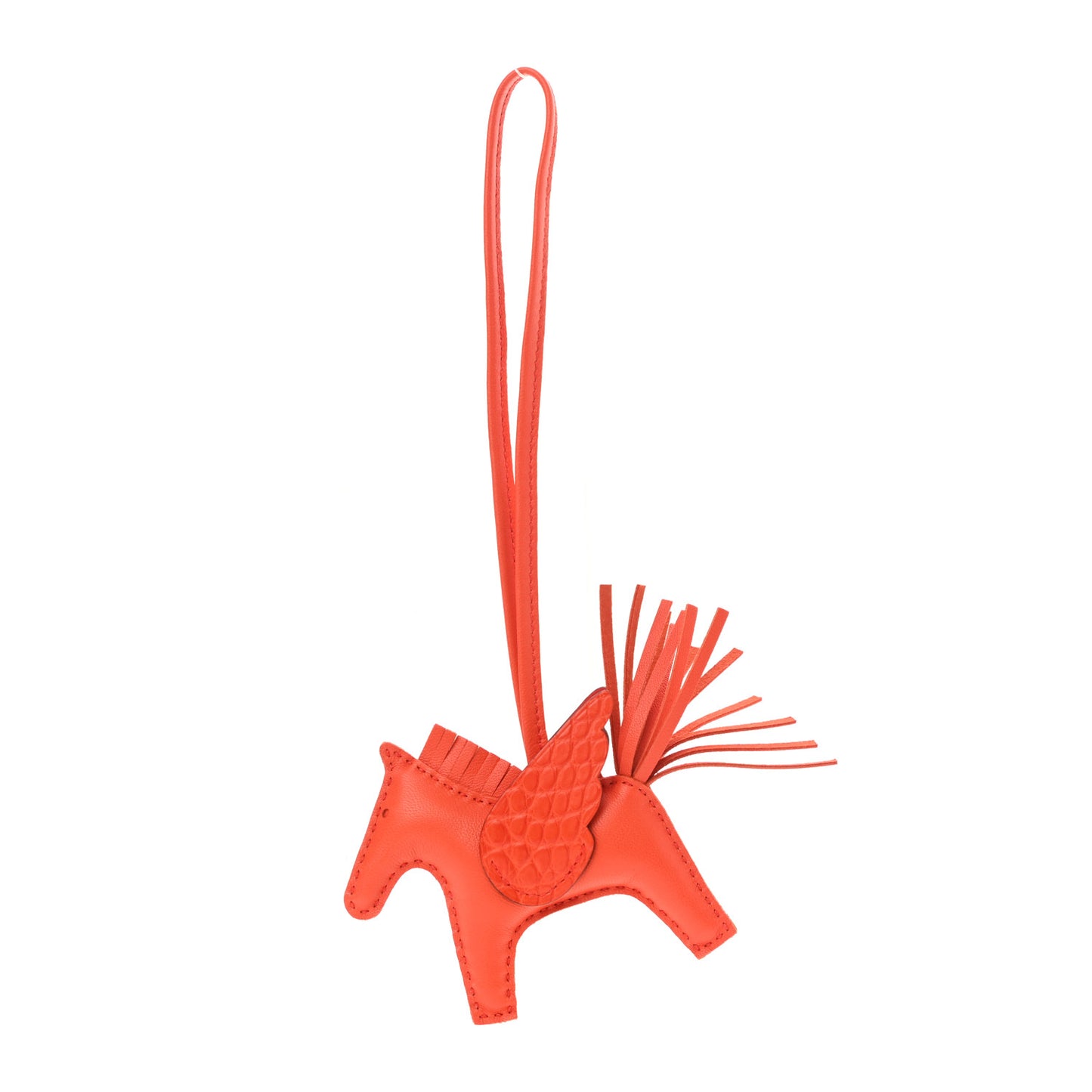 Milo Lambskin Matte Alligator Touch Grigri Rodeo Pegase Horse Bag Charm PM Orange Poppy Capucine