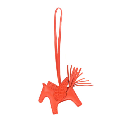 Hermes Milo Lambskin Matte Alligator Touch Grigri Rodeo Pegase Horse Bag Charm PM Orange Poppy Capucine 1 of 5