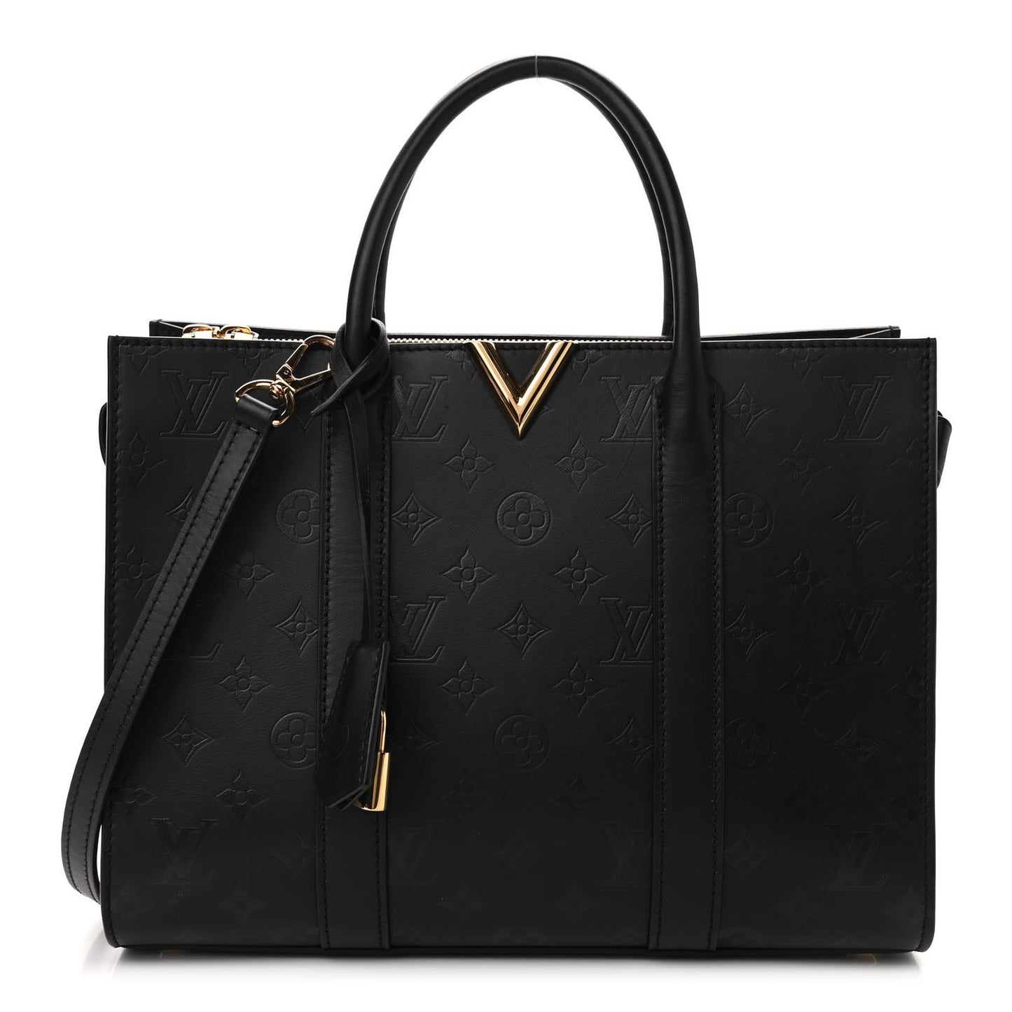 Monogram Cuir Plume Very Tote MM Black